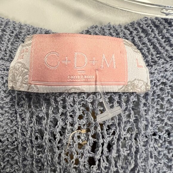 C+D+M Women's Sleeveless Button Back Knit Sweater Blue Gray Size Large - Picture 8 of 8